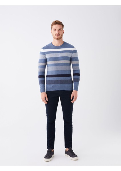 Yeni Sezon Bisiklet Yaka Uzun Kollu Çizgili Erkek Triko Kazak modelleri