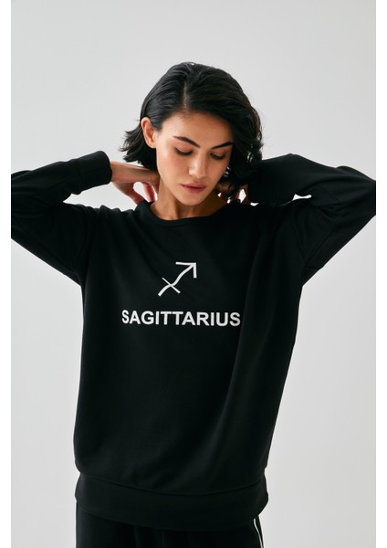 Kadın Siyah Yay Burcu Oversize 2 Iplik Eşofman Ev Giyim Takımı modelleri