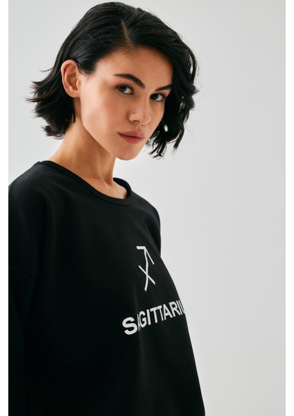 Kadın Siyah Yay Burcu Oversize 2 Iplik Eşofman Ev Giyim Takımı fırsatları