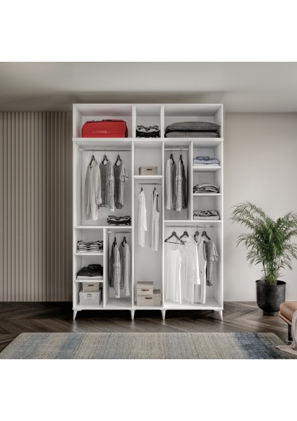 Milas 5 Kapaklı Komple Mdf Ayaklı Yüklüklü Gardırop - Elbise Dolabı - Yüklük Dolabı fırsatları