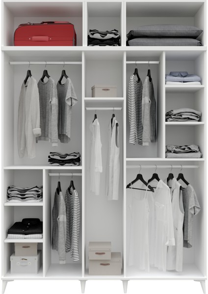 Milas 5 Kapaklı Komple Mdf Ayaklı Yüklüklü Gardırop - Elbise Dolabı - Yüklük Dolabı indirimleri