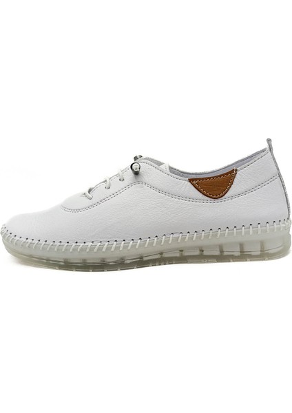 Hakiki Deri Beyaz Renk Ortopedik Düz Taban Kadın Babet Ayakkabı modelleri