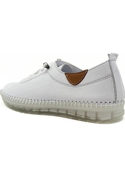 Hakiki Deri Beyaz Renk Ortopedik Düz Taban Kadın Babet Ayakkabı fırsatları