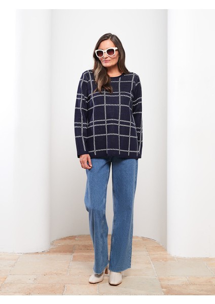 Yeni Sezon Bisiklet Yaka Desenli Uzun Kollu Kadın Triko Kazak modelleri