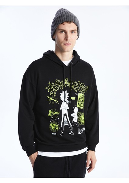 Yeni Sezon Uzun Kollu Rick And Morty Baskılı Erkek Kalın Hoodie