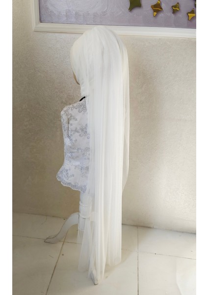 Gelinbaşı Kırık Beyaz Duvaklı Hazır Türban Hazır Şal Abiye Şal indirimleri