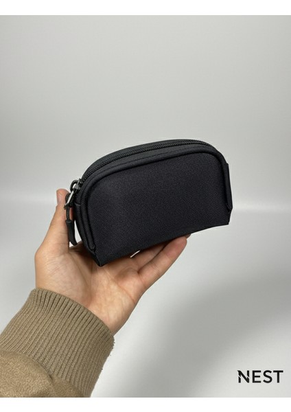 Siyah Renk Makyaj Çantası, Bozuk Para Çantası, Takı Çantası