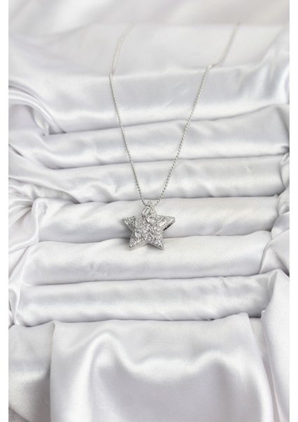 316L Çelik Zincir Gümüş Renk Zincirli Gümüş Yıldız Model Kadın Kolye - Lisinya fiyatları