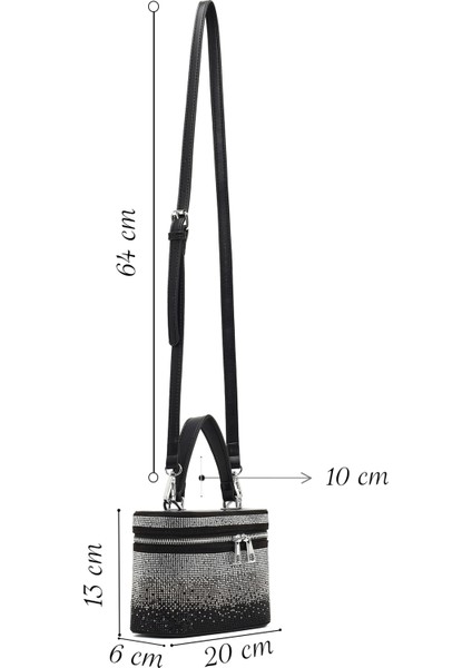 Kadın Siyah Taşlı Uzun Askılı Mini Abiye Kol Çantası 25ABD2647TS fiyatları