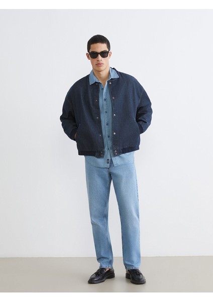 Yeni Sezon Rahat Kalıp Kolej Yaka Erkek Bomber Jean Ceket fiyatları