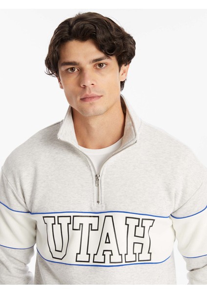 Yeni Sezon Dik Yaka Uzun Kollu Baskılı Erkek Kalın Sweatshirt modelleri