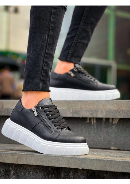 Lvsqvr KB-X155 Kuback Siyah Cilt Detaylı Beyaz Yüksek Taban Günlük Spor Ayakkabı (Numara: 42) fiyatları