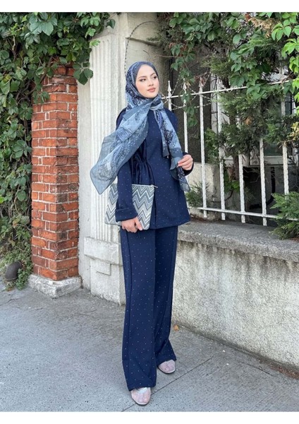 Kadın Taşlı Tünel Detaylı Takım 41448 - Lacivert fiyatları