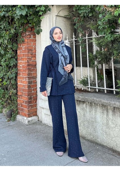 Kadın Taşlı Tünel Detaylı Takım 41448 - Lacivert indirimleri