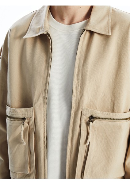 Yeni Sezon Rahat Kalıp Uzun Kollu Gabardin Erkek Gömlek Ceket fırsatları