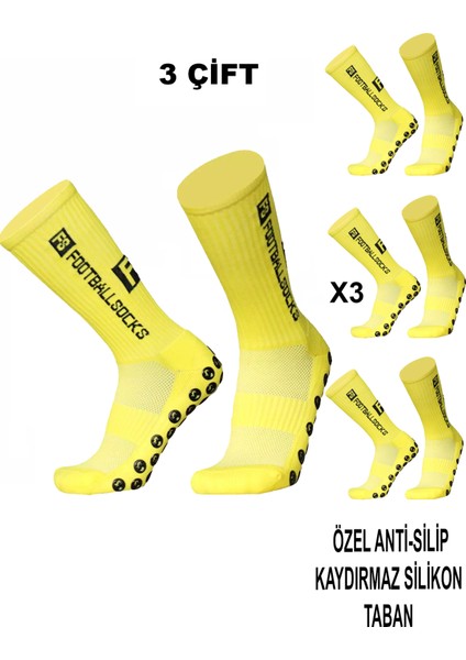 3 Çift Kaydırmaz Silikon Tabanlı Futbol Çorabı Kauçuk Havlu Taban Dikişsiz Maç Sporcu Tozluk Konç