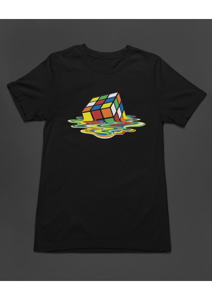 Rubik Zeka Küpü Erimiş Kombinasyon Unisex Tişört T-Shirt