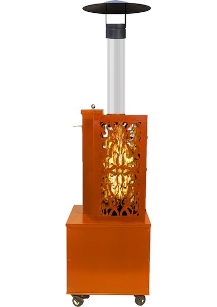 Retro Turuncu Kutulu Lazer Kesimli Pelet Soba