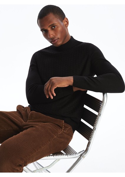 Yeni Sezon Yarım Balıkçı Yaka Uzun Kollu Erkek Triko Kazak