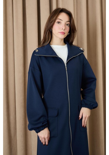 Kadın Yakası ve Arka Belden Tünelli Basic Kap Elbise 15225