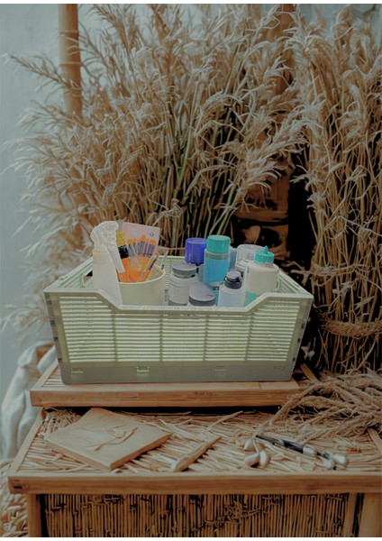 30X40X17 Plastik Katlanabilir Ev Düzenleme Kutuları, Masa, Kiler, Ofis Banyo, Kozmetik Için Kasalar fırsatları