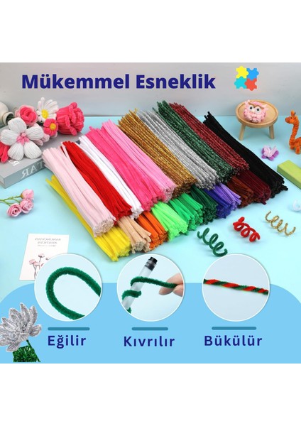 Şönil Tel, El Işi, Dıy, Hobi ve Çiçek Yapım Teli, Simli Gümüş, 100 Adet, 6 mm - 30 cm fırsatları