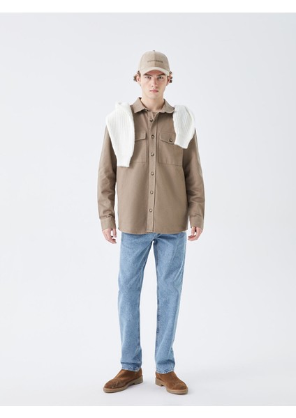 Yeni Sezon Regular Fit Uzun Kollu Gabardin Erkek Gömlek Ceket modelleri