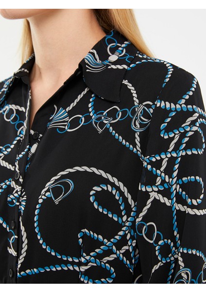 Yeni Sezon Desenli Uzun Kollu Şifon Kadın Gömlek Elbise indirimleri