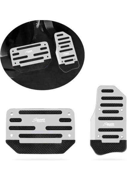 Araba Pedal Seti Spor Kaymaz Otomatik Araba Gaz Fren Pedalı Kapağı Silver