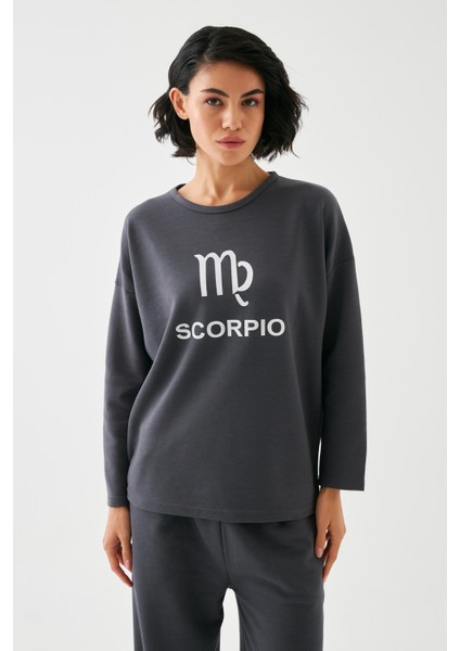 Kadın Füme Akrep Burcu Oversize 2 Iplik Eşofman Ev Giyim Takımı fırsatları