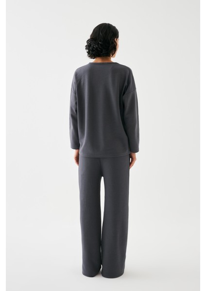 Kadın Füme Akrep Burcu Oversize 2 Iplik Eşofman Ev Giyim Takımı indirimleri