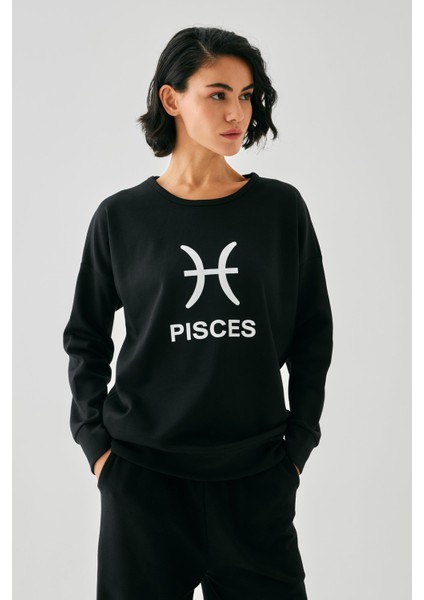 Kadın Siyah Balık Burcu Oversize 2 Iplik Eşofman Ev Giyim Takımı fiyatları