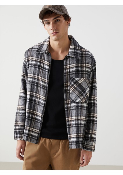 Yeni Sezon Rahat Kalıp Uzun Kollu Ekose Erkek Oduncu Gömlek Ceket