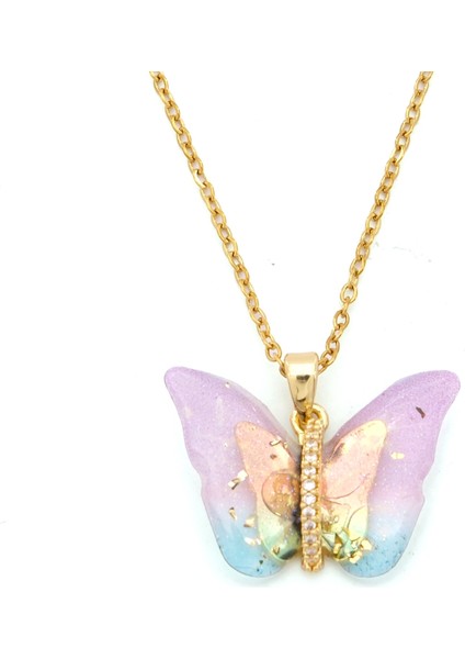 Çelik Kolye - Kelebek Kolye Altın Kaplama KLY-633