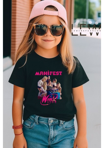 Manifest Winx Özel Tasarım Nefes Alan Kumaş Pamuklu Premium Baskı Kışlık Çocuk Tişort