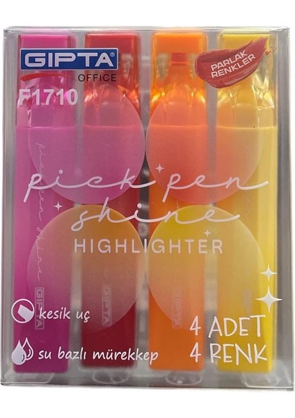 4'lü Fosforlu Kalem Parlak Renkler ( Su Bazlı ) fiyatları