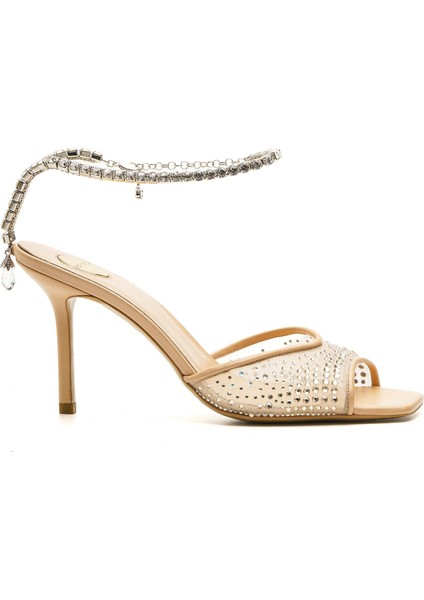 Wrıst Bej Tekstil Kadın Topuklu Sandalet