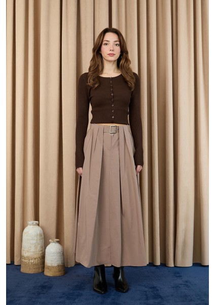 Kadın Kadın Pileli Kemerli Etek 20702