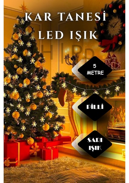 Kar Tanesi Led, 5 Metre 28 LED Pilli Gün Işığı Kristal LED