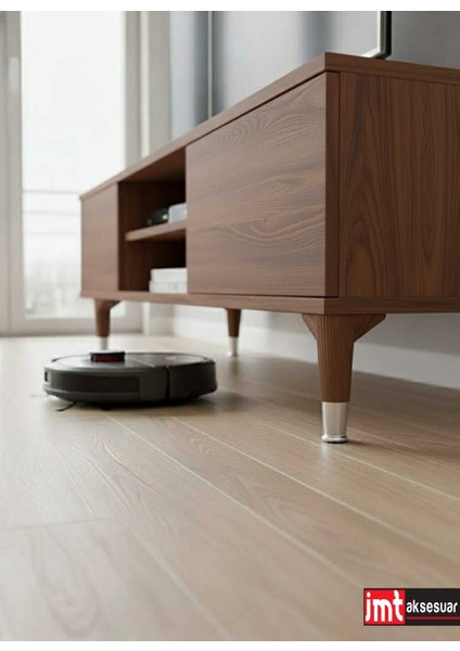 Imt Aksesuar Puma 15 cm Ceviz-Krom Mobilya Kanepe Tv Ünitesi Konsol Dolap Komedin Ayağı indirimleri