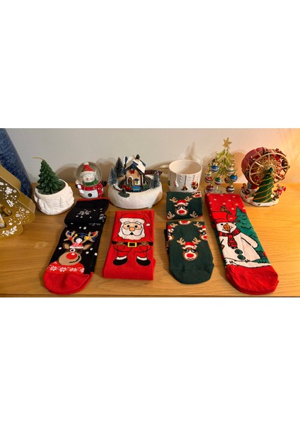 Al Bi 90Lık Karışık Renkli Unisex Yılbaşı Temalı Çorap 4'lü Set fiyatları
