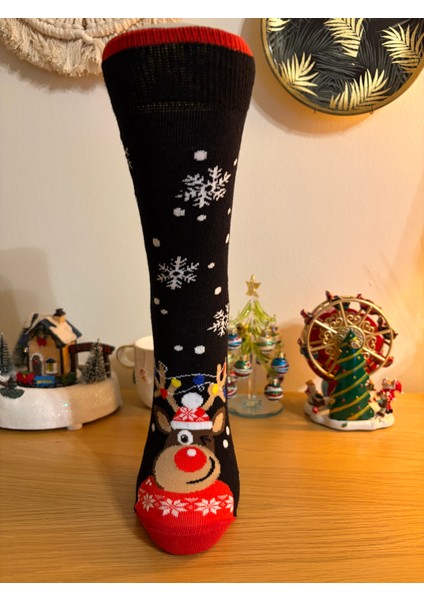 Al Bi 90Lık Karışık Renkli Unisex Yılbaşı Temalı Çorap 4'lü Set fırsatları