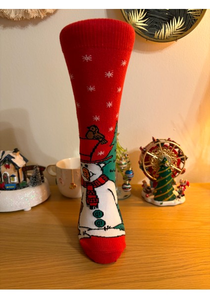 Al Bi 90Lık Karışık Renkli Unisex Yılbaşı Temalı Çorap 4'lü Set