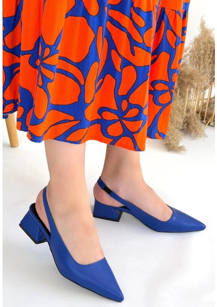 Lvsqvr Morji Mavi Cilt Topuklu Ayakkabı (Numara: 42)