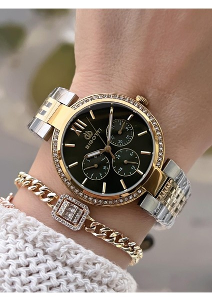 Çelik Kordon 2 Yıl Garantili 3 Atm Suya Dayanıklı Spor Kadın Kol Saati+Bileklik YBG.10661.4