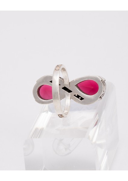 Çift Damla Ruby Taşlı 925 Ayar Gümüş Kadın Yüzük – Zarif ve Işıltılı Sarmal Tasarım fırsatları