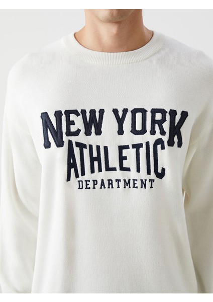 Yeni Sezon Bisiklet Yaka Uzun Kollu Nakışlı Erkek Triko Kazak modelleri