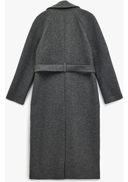 Kadın Uzun Kollu Cepli Kruvaze Kemerli Uzun Kaşe Kaban 6WAK00234EW fırsatları