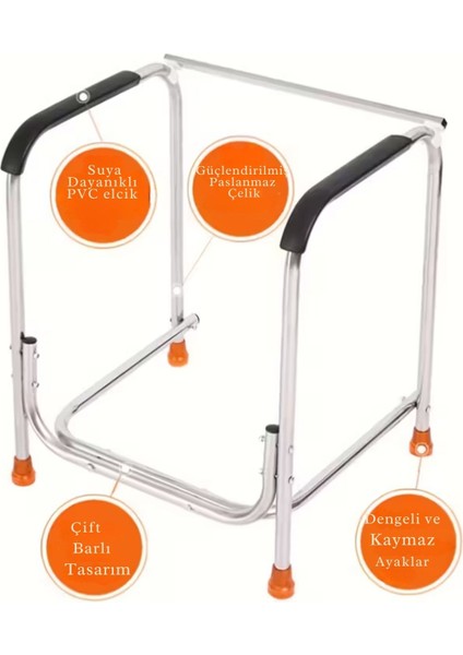 Klozet Kenarı Tutunma Barı - Delmeden Kolay Montaj, Yaşlı ve Hasta İçin Güvenli WC Desteği indirimleri