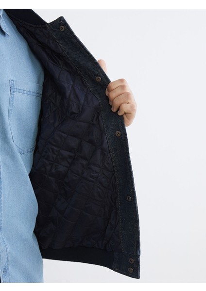 Yeni Sezon Rahat Kalıp Kolej Yaka Erkek Bomber Jean Ceket fırsatları